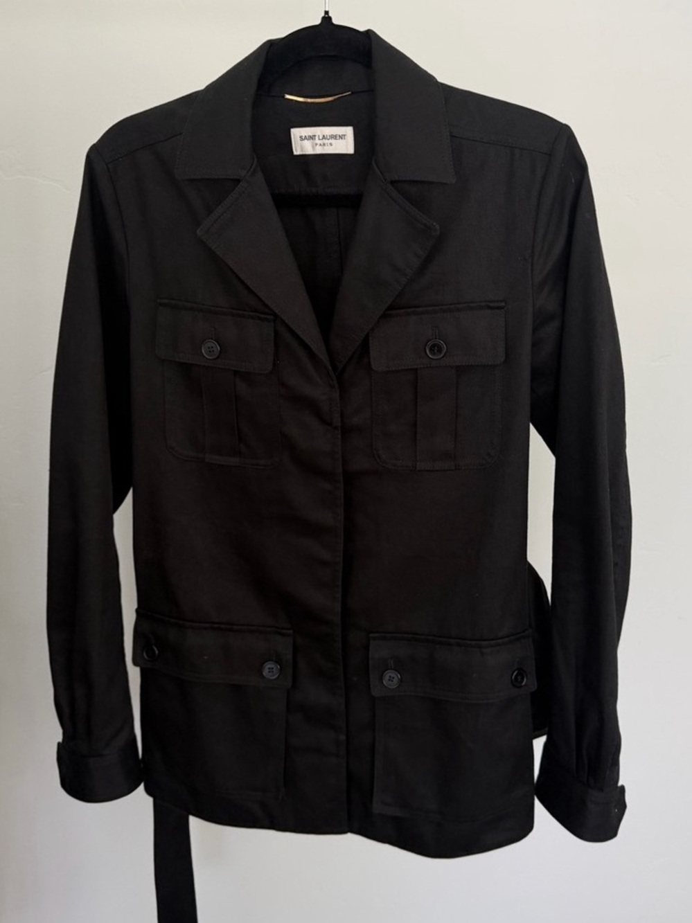 Saint Laurent Saharienne Gabardine Safari Jacket Black Size 34